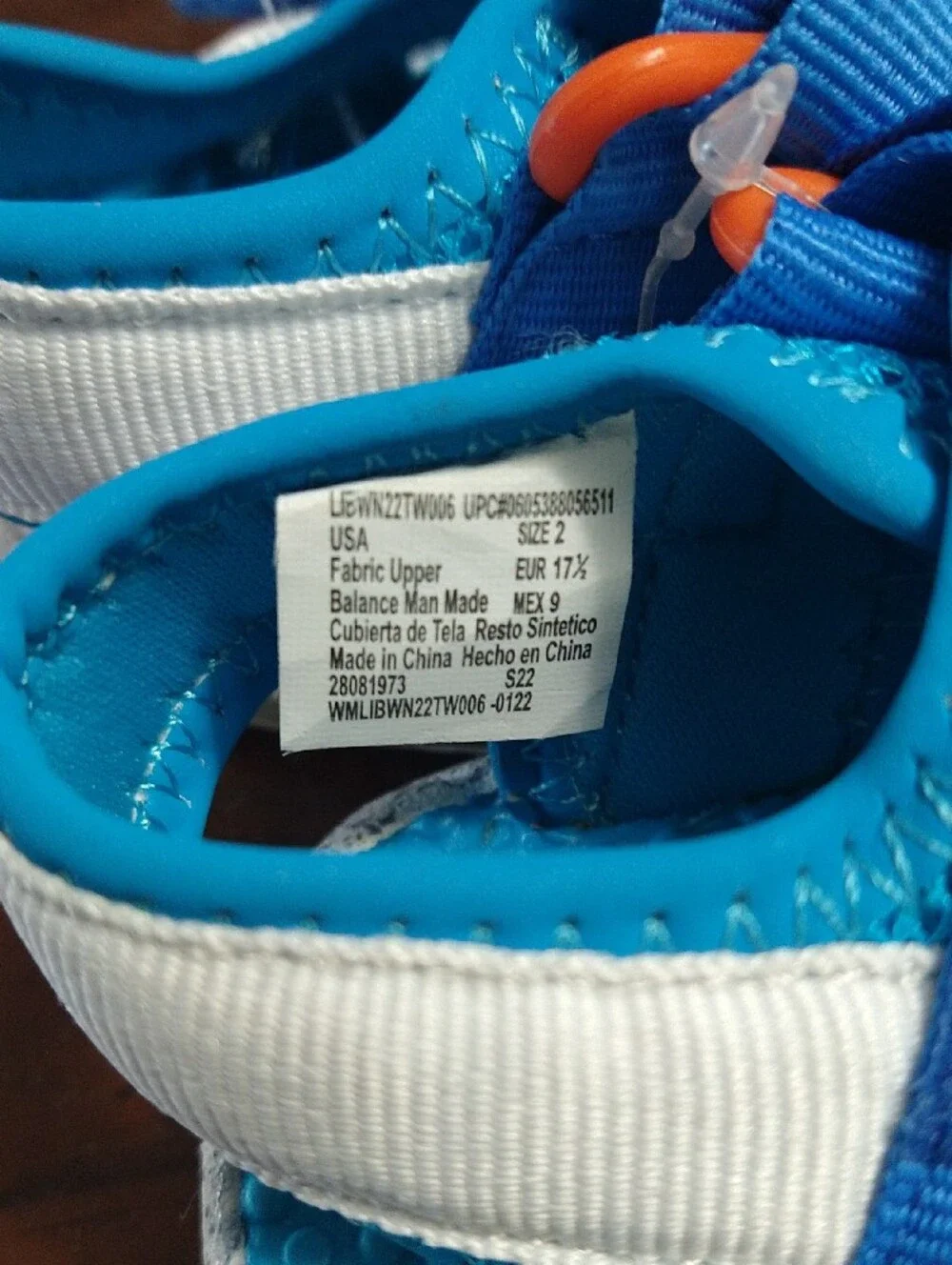 Wonder Nation Blue, White and Orange Kids Adjustable Sandals